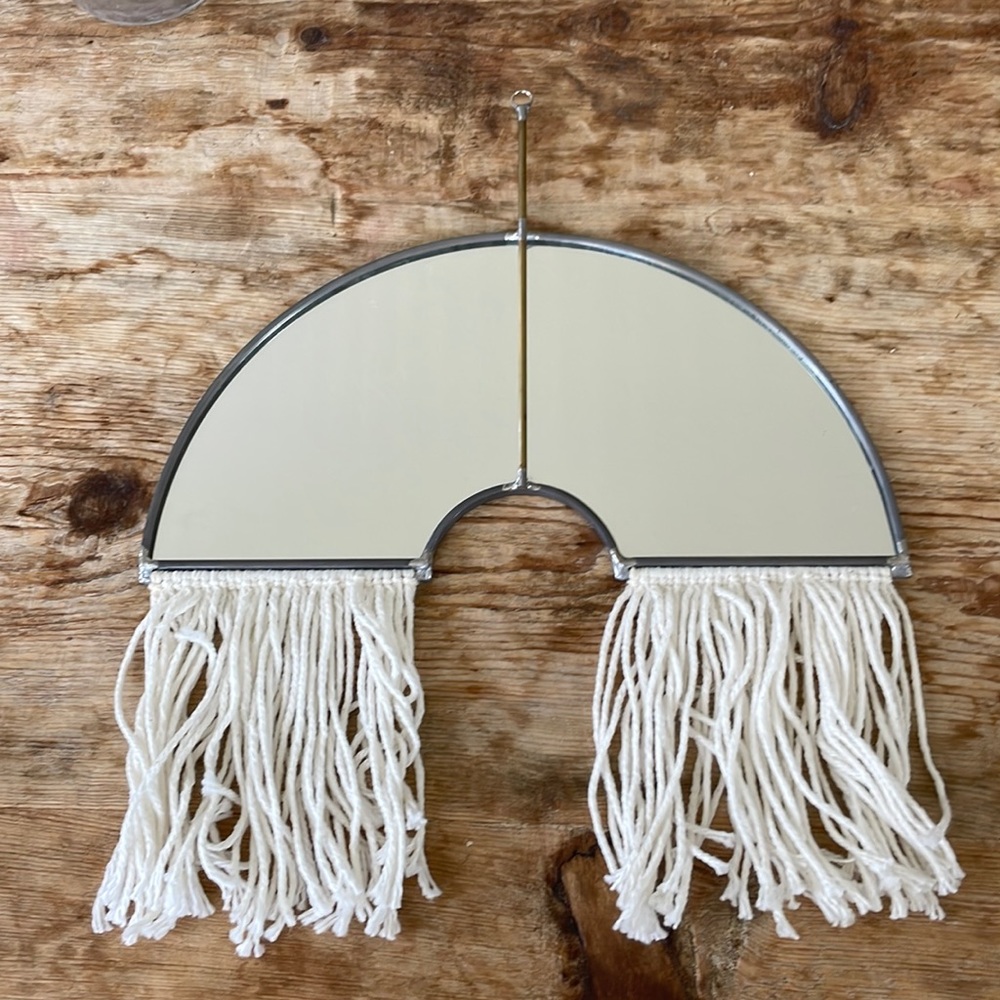SZKLO GLASS RAINBOW ARCH WALL ART w/FRINGE AND BRASS DETAIL